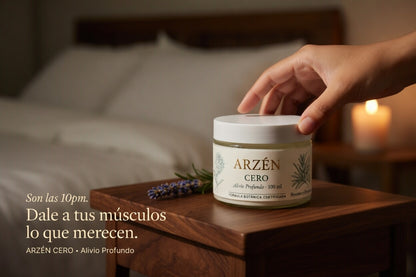 Tu cuerpo trabaja todo el día bajo tensión. Arzén lo alivia en segundos y lo recupera mientras dormis